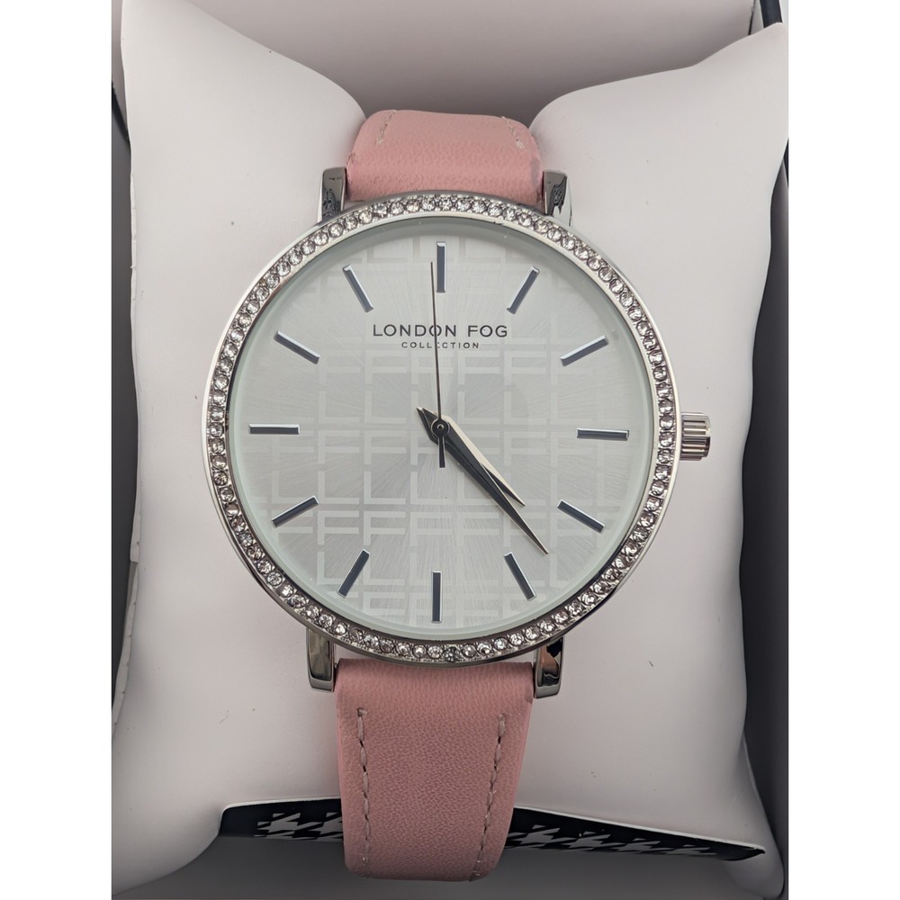 London Fog Piccadilly Women's Watch 38mm Silver Case Pink Band w/ Box- Working